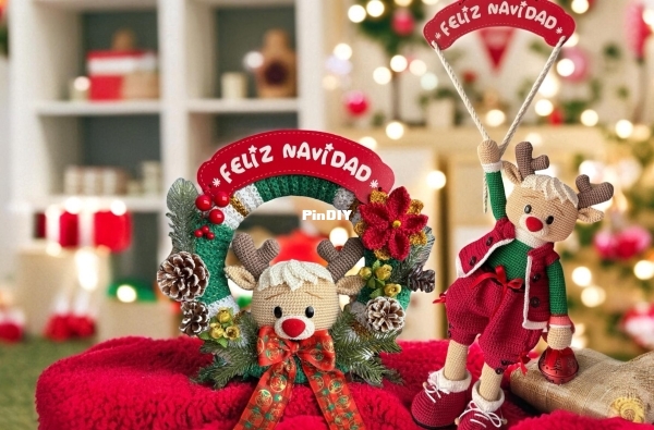 Knitoys and Crafts - Knitoys & Crafts - Corona y Rodolfo el Reno - Spanish