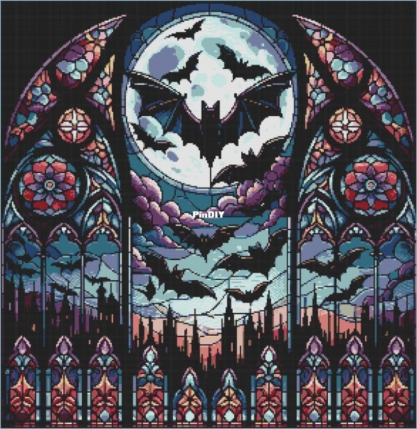 PandoraXstitch - Stained Glass Cathedral and Bats repaint.jpg
