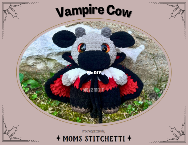 vampire crochet cow, moms stitchetti