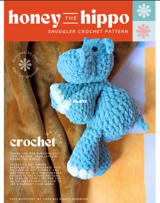honey the hippo, crochet by cate