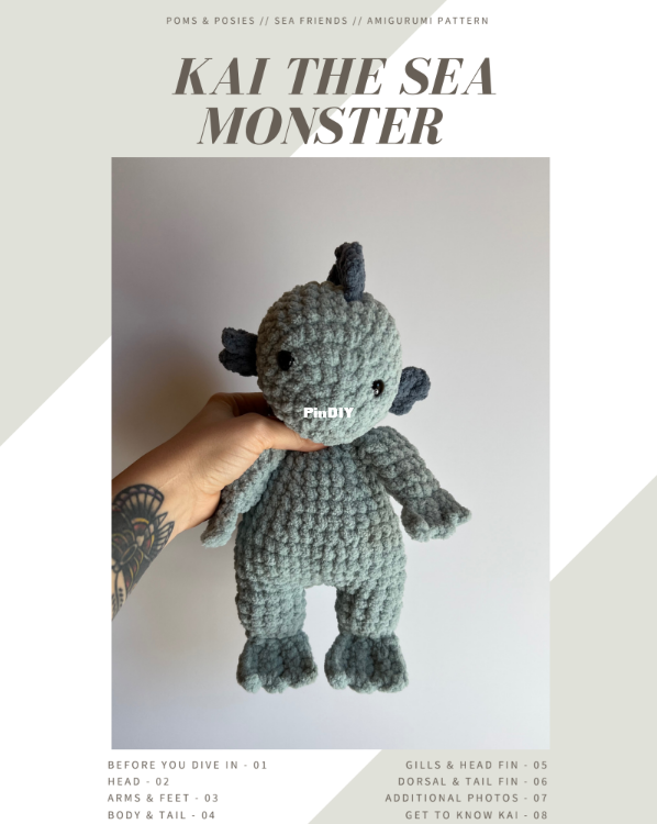 Kai the Sea Monster, poms and posies