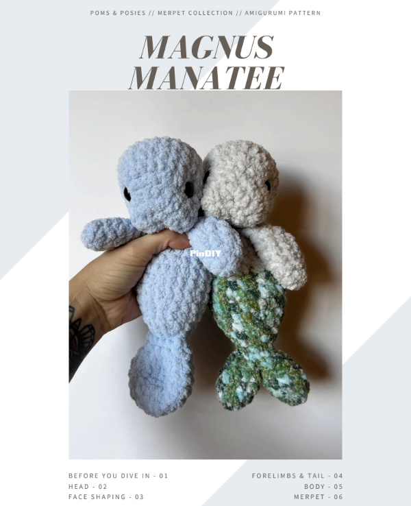 Magnus Manatee Merpet, poms and posies