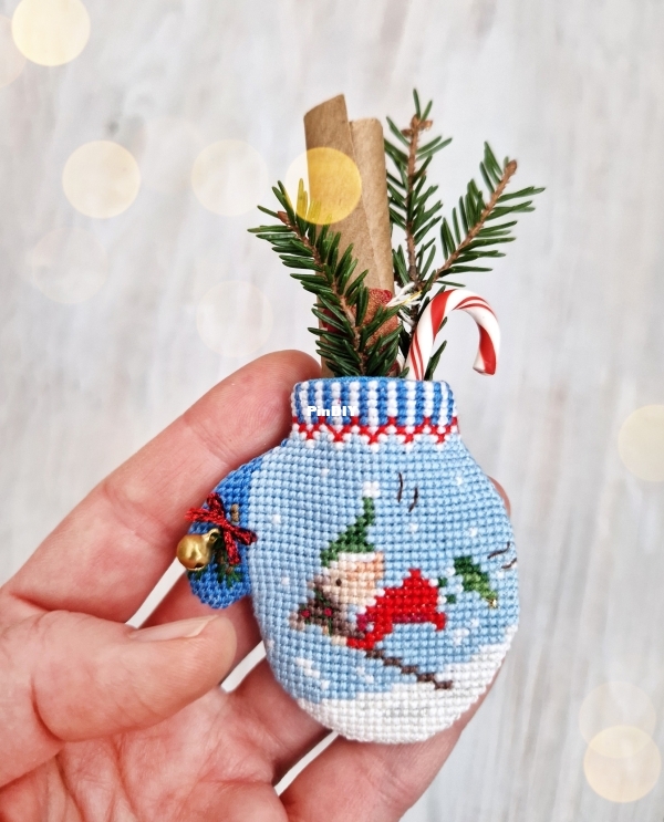 Snowy Horse Rides Mitten Ornament Living On The Rainbow Olena Kovalenko (1).jpg