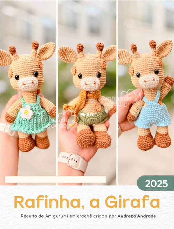 Linhas de Algodão - Andreza Andrade - Rafinha a Girafa 29cm - Portuguese