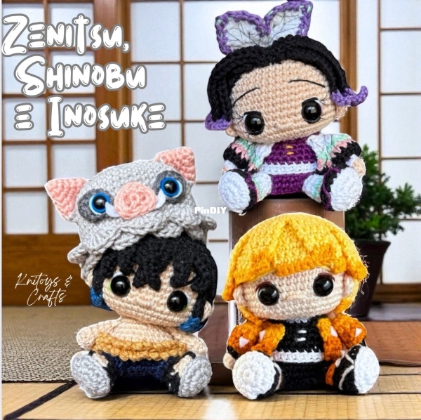 Knitoys and Crafts - Zenitsu,Shinobu, Inosuke - Spanish.jpeg