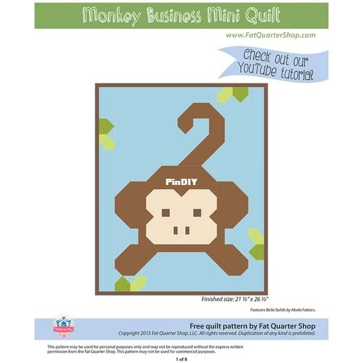 Monkey Business Mini Quilt Pattern Fat Quarter Shop Exclusive Free