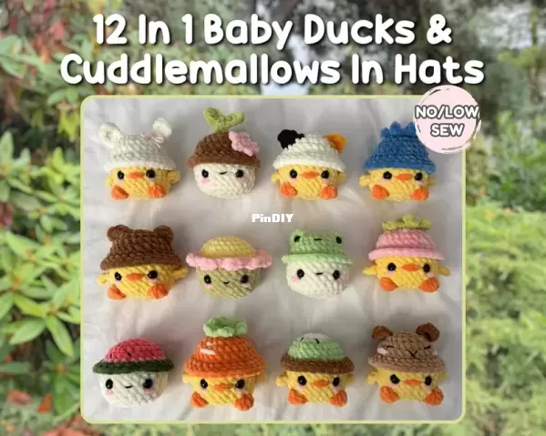 12 in 1 Baby Ducks and Cuddlemallows in Hats
