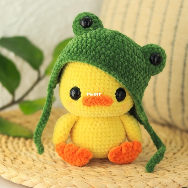 Duck in frog hat