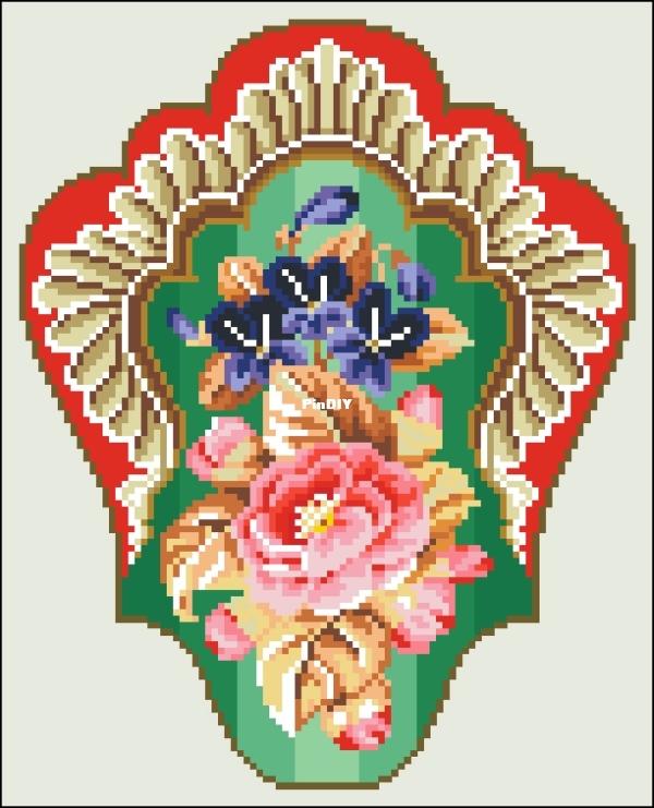 Berlin Woolwork - Stool of Fuchsia and Rose.jpg