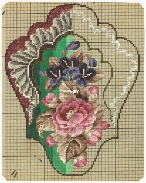 Berlin Woolwork - Stool of Fuchsia and Rose-o.jpg