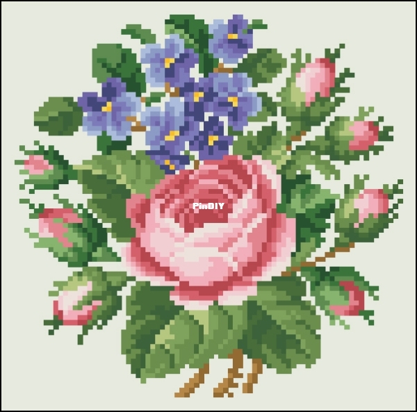 H.Kuehn Vereinigte Stickmuster-15423 Roses and Violets.jpg