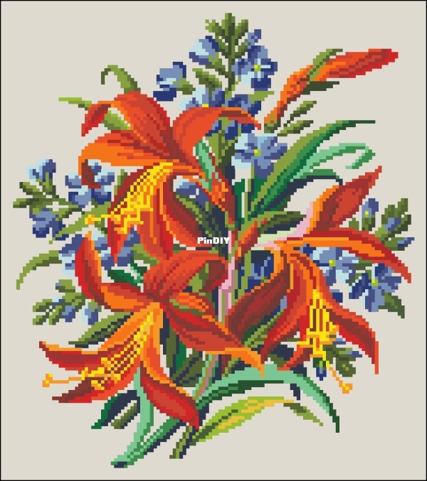 L. W. Wittieh 668 Sprekelias and blue flowers.jpg