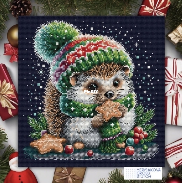 Hedgehog and Christmas Cookie by Anastasiia Yermakova orig.jpg