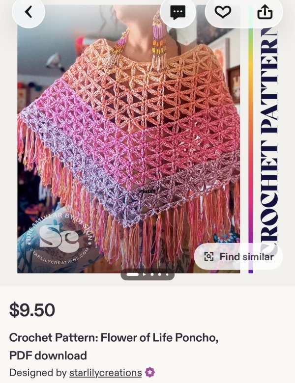 Flower of life poncho by Starlily Creations 