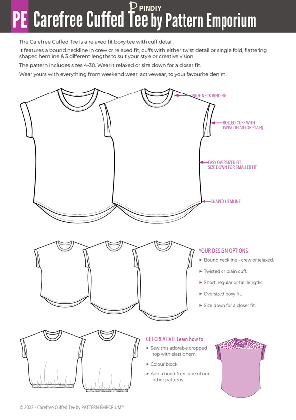 CarefreeBoxyCuffedTeebyPatternEmporiumLINEDRAWING.webp