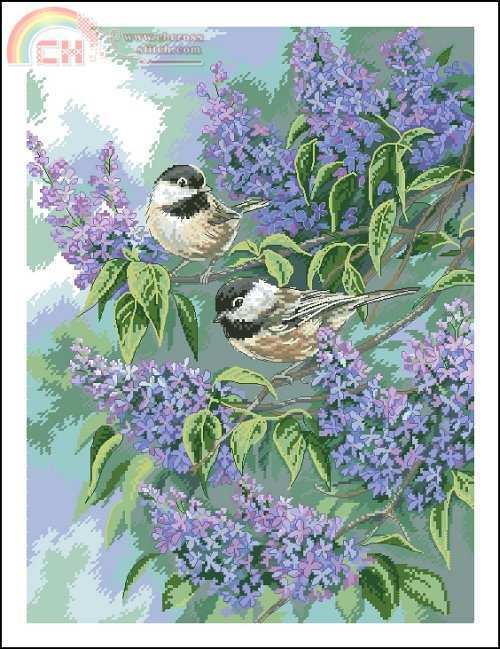 Dimensions 35258 Chickadees and Lilac-virt.jpg