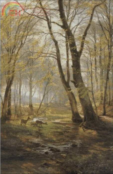 GK751 A Woodland Scene With Deer.jpg