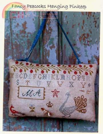 Stacy Nash Primitives - Fancy Peacocks Hanging Pinkeep.jpg