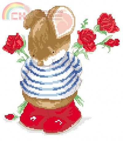 Tom Mouse With Flowers-DMC.jpg