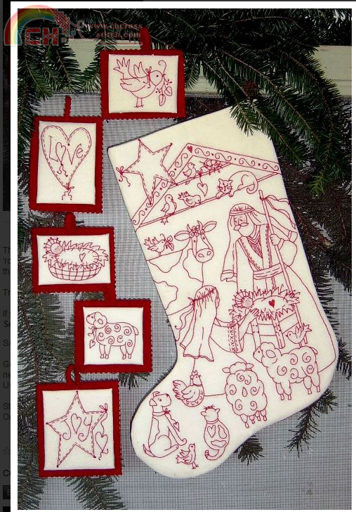 bird brain designs - Nativity Pageant RedWork Stocking.png