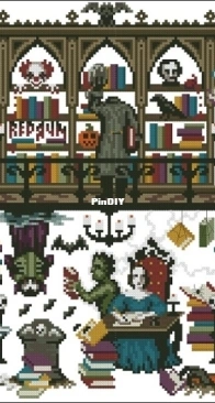 Lola Crow Cross Stitch - The Haunted Library SAL PCS + XSD