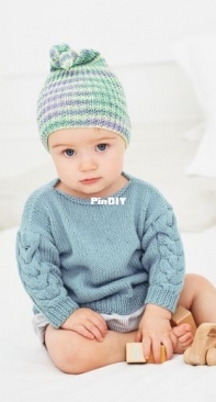 Wolle Rödel-Pullover und Mütze aus Baby Cotton Soft (Print) dk-German-Free