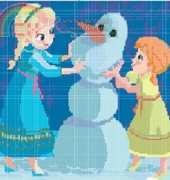 Free Cross Stitch Pattern - Elsa and Anna