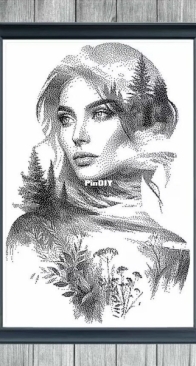 Monochrome Stitch Art - Woman F