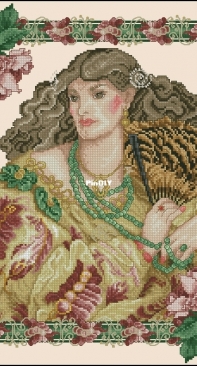 Janlynn 125-216/The Vermillion Stitchery 216 Lady with A Fan by Donna Vermillion Giampa XSD