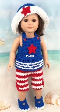 Adoring Doll Clothes - Pamela Barton - Patriotic Clothes for 18in Doll
