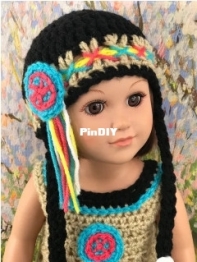 Adoring Doll Clothes - Pamela Barton - Native American Hat for 18in Doll
