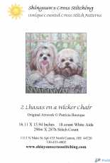Shinysuns Cross Stitching - 2 Lhasas on a Wicker Chair