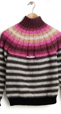 Ribs and Stripes Knit Yoke Sweater by Yarnspirations Design Studio-Free