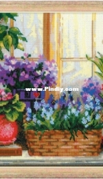 Riolis 1669 - Windowsill with Flowers