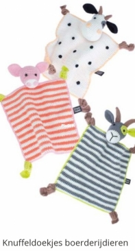 Stip en Haak  - Herriët van de Wiel - Cuddly Toys Farm animals - Knuffeldoekjes Boerderijdieren Dutch