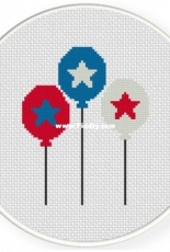 Daily Cross Stitch - Red White Blue Balloons
