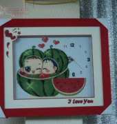 Clock, baby, watermelon