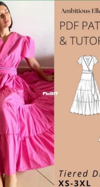 AmbitiousEllePattern - Tiered Dress - size XS-3XL