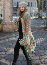 Jacket with Fringe & Matching Hat by Schachenmayr -free