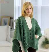 Red Heart WR1771 Aran Toggle Wrap by Nazanin Fard - free