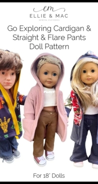 Ellie and Mac - Go Exploring Cardigan and Straight and Flare Pants - 18" Doll