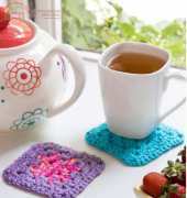 Redheart Yarn, LW3845 - Single Square Coasters - FREE