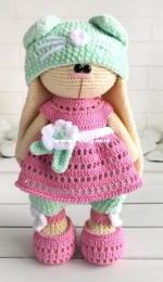 Knittoypatterns - Natalya Solovjeva - Natalia Solovieva - Mint ears outfit