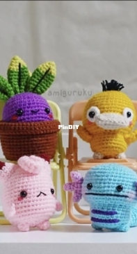 Amiguruku - Anita Suria - Pokemon 4 in 1 Wooper Oddish Psyduck and Clefairy