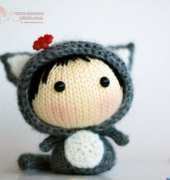 Denizas Dolls-Gray Girl Cat by Tatyana Korobkova