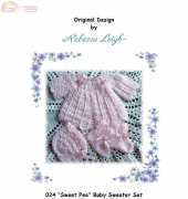 Rebecca Leigh 024 Sweet Pea Baby Sweater Set (Sweater, Bonnet and Booties)