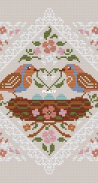 OwlForest Embroidery - 0272 Laced Framed Birds. Robins SAGA