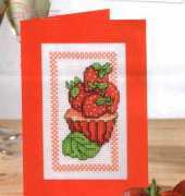 Cupcake of the Month - Strawberries by Durene Jones from The World of Cross Stitching TWOCS 190 XSD