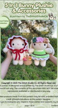 The Stitch Studio Ca - Steffie - 5 in 1 Bunny Plushie and Accessories (Forest Fables Collection)