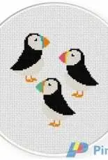 Daily Cross Stitch - Cute Puffins